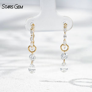 Pendientes Unisex de Oro de 18K con Baño de Rodio Estilo Vintage, Corte Pera y Marquesa, Diamantes Cultivados en Laboratorio, Diseño Flotante en Capas, Venta al por Mayor Starsgem - Product Image 1