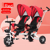 Vente de gros Poussette jumelle pour bébé 1-5 ans Tricycle à double siège pour enfants avec fonction de direction pour enfants
