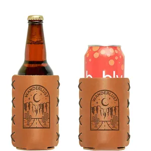 customized Special promotional custom leather beer can cooler holder beer can cooler waterproof insulated stubby holder
