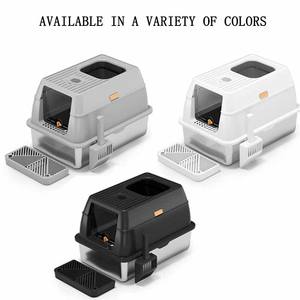 ZMaker Edelstahl Katzen toilette mit Deckel Geschlossene hochseitige Katzen toilette mit abnehmbarem Deckel Große Katzen toilette aus Metall - Product Image 6