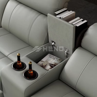 Canapé italien moderne en cuir véritable, multifonctionnel, avec fonction inclinable électrique, combinaison d'angle en métal – Offre Spéciale