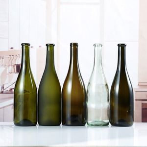 Bouteilles de vin en verre transparent vert en forme de Bordeaux et de Bourgogne, 187 ml, 375 ml, 500 ml, 750 ml, 1000 ml – Vente chaude - Product Image 1