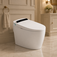 WC intelligent à chauffage instantané, allongé, en céramique, avec siphon, télécommande incluse, à poser au sol, avec abattant à bascule, protection en mousse, siphon en P