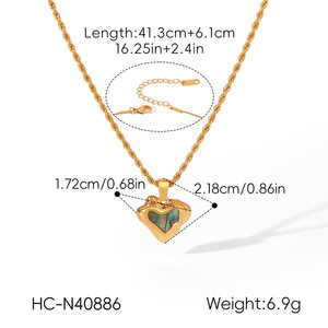 Collar de Lujo con Forma de Corazón de Concha Blanca de Abulón, con Micro Pavé de Circonita Cúbica, Amuleto Antideslustre, Joyería de Acero Inoxidable - Product Image 5