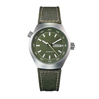 Montre-bracelet de luxe sportive à mouvement automatique, en acier sablé, résistante à l'eau, avec cadran analogique, verre saphir anti-reflet et bracelet en nylon