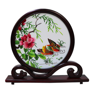 Suzhou Embroidery Double Sided Landscape <b>Screen</b> Handmade Silk Ornament For Living Room Bedroom <b>Decorative</b> Table Stand - Product Image 5