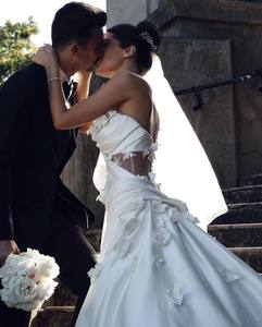 Mily sposa MHL291 senza maniche con cerniera posteriore in raso <span class=keywords><strong>monospalla</strong></span> <span class=keywords><strong>abito</strong></span> <span class=keywords><strong>da</strong></span> sposa 3d fiore <span class=keywords><strong>abito</strong></span> <span class=keywords><strong>da</strong></span> sposa - Product Image 5