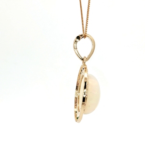 Yellow Gold <b>Necklace</b> with <b>Opal</b> Charm and Gemstone Halo Elevate your ensemble with this captivating yellow gold charm <b>necklace</b> - Product Image 4