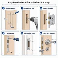 BBDHOME Serrure de porte moderne en bois avec plaque en acier inoxydable 201, loquet en PVC silencieux, nickel satiné, corps de serrure pour salle de bain, trou 7050