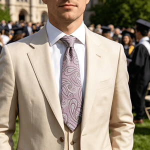 Cravate en soie 100% polyester, motif floral fait main, cravate personnalisée à motifs imprimés, cravates tendance pour hommes - Product Image 2