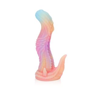 Glow Monster Regenboog Buitenaardse Dildo Jongen Seksspeeltje Mannelijke Dildo Anale Vrouwelijke Plezier Speelgoed Siliconen - Product Image 5