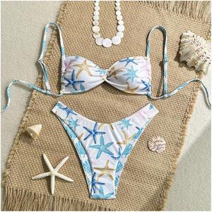 Traje de Baño Triangular Personalizado, Bikini Personalizado con Diseño Oceánico, Diseñador Asiático, Ecológico, de Secado Rápido, Transpirable, Conjunto de 2 Piezas - Product Image 1