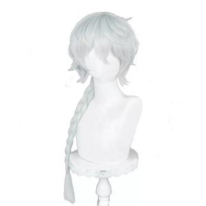 Peluca de Cosplay de Nikolai Gogol al por Mayor, 80 cm de Largo, Plateada Mixta, Peluca de Pelo Sintético Resistente al Calor con Trenzas de Anime Bungo Stray Dogs - Product Image 4