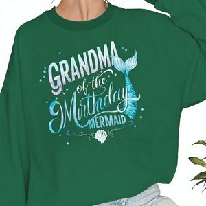 Sweat-shirts tricotés décontractés pour femmes avec imprimé « Grand-mère de la sirène des anniversaires » - Product Image 1