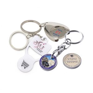 Factory Custom Metal Euro USD Pound Loonie Quarter Printing Shopping Cart Unlock Trigger Keyring Trolley Coin <b>Holder</b> Keychain - Product Image 2