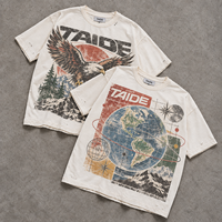 T-shirt Oversize Blanc Vintage TaiDe avec Imprimé Graphique Effet Vieilli et Épaules Tombantes pour Homme – Commande Personnalisée, Marque Privée, Usine de Confection
