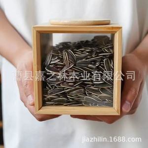 Caja de almacenamiento de bambú cuadrada hecha a mano para frutos secos, café, té, contenedor de alimentos - Product Image 4