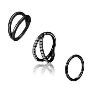 Anillo de nariz de herradura de acero inoxidable con incrustaciones de diamantes, anillo de labio, arete, joyería para septum, regalo, joyería geométrica para piercing - Product Image 5