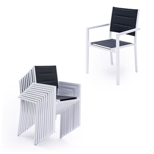 AJUNION in alluminio <span class=keywords><strong>giardino</strong></span> Set da pranzo <span class=keywords><strong>grigio</strong></span> vetro temperato superiore <span class=keywords><strong>tavolo</strong></span> da pranzo in tessuto sedile sedie ristorante all'aperto <span class=keywords><strong>tavolo</strong></span> e sedie - Product Image 5