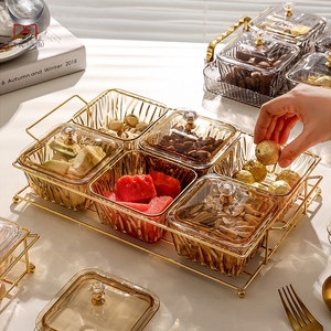 Serveerschaal Verdeelde Schalen Met Deksel Snackbakje 6 Verwijderbare Doorzichtige Kom Serveerschaal Voor <span class=keywords><strong>Fruit</strong></span> Snacknoot Tafelblad Interieur - Product Image 4