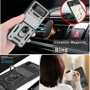 เคสโทรศัพท์พับได้สำหรับ Samsung Z Flip 3 S21 S 22, เคสแฟชั่นสตรีทเลนส์เกราะสไลด์กล้อง - Product Image 4