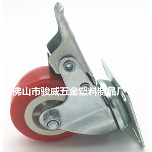 Red Pvc Swivel Caster With Brake 50mm Diameter For Furniture Use Durable Waterproof - Product Image 4