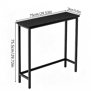 <b>Console</b> Table <b>Black</b> Metal Top Storage Entryway Minimalist Design - Product Image 2