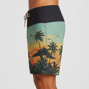 Shorts de bain pour hommes en polyester recyclé à séchage rapide, imprimés par sublimation, pour la plage et le surf - Product Image 2