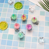 Mini porte-clés DIY japonais et taïwanais en peluche, motifs chat mignon, fruits, perles Boba, tasses à boisson, thé au lait, café et bouteilles d'eau, vente en gros