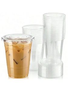 Gobelets en plastique PET transparents écologiques avec logo personnalisé (tailles personnalisées) pour boissons froides, café, thé et plus - Product Image 3