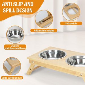 Tempat Makan Anjing Portabel dari Bambu yang Dapat Disesuaikan, Tahan Lama, dan Dapat Ditinggikan untuk Dalam dan Luar Ruangan - Product Image 5