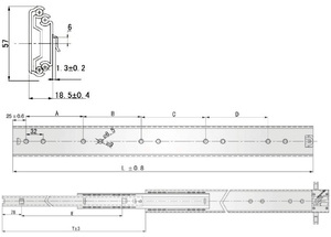 Đường ray trượt mang bóng chống nghiêng hạng nặng 5723, tải trọng 120kg, loại 3 phần - Product Image 3