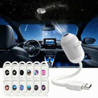 Projecteur de galaxie 2 en 1, lumière de nuit, alimenté par USB, 360° °   Lumière d'ambiance rotative effet ciel étoilé, luminosité réglable pour voiture