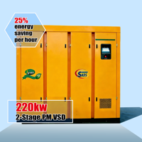 Compresseur PM VSD à deux étages haute efficacité et à économie d'énergie, 300HP 220KW, grand débit d'air pour l'industrie lourde