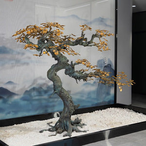 Artesanía en Cobre: Adorno de Árbol de la Fortuna en Cobre, Decoración para Sala de Estar, Estilo Feng Shui, Pieza Única - Product Image 1