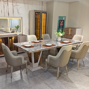 Set da Pranzo di Lusso Completo per 6 Persone, Tavolo e Sedie in Legno Moderno per Sala da Pranzo - Product Image 1