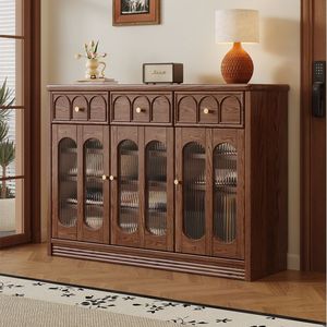 Solid Wood Entryway <b>Cabinet</b> Large Capacity Multi Layer Retro Style Living Room Storage <b>Cabinet</b> - Product Image 2