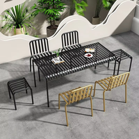 Chaises et tables de style industriel pour espaces de loisirs extérieurs, idéales pour salons de thé, cafés, balcons créatifs – Fer doré, argenté, bleu, noir
