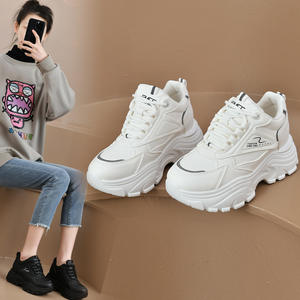 Chaussures décontractées blanches épaisses pour femmes en gros 2025 - Semelle plateforme, lacets, <span class=keywords><strong>fermeture</strong></span> éclair arrière, chaussures toutes saisons - Product Image 2