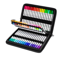 Ensemble de 60 marqueurs à double pointe, pointe fine et pointe pinceau, à base d'eau, pour le dessin, le manga et les fournitures artistiques scolaires