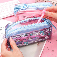 Estuche Transparente para Lápices de Tela Multicolor con Cierre Grande, Impresión Digital, Logotipo Personalizado, Diseño Personalizado para Oficina y Escuela