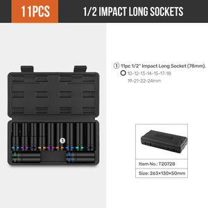 Hi-Spec ổ đĩa điện tự động sửa chữa hộp công cụ thiết lập 1/2 "inch màu tác động ngắn Ổ cắm dài thiết lập chuyên nghiệp cơ khí hộp công cụ - Product Image 5