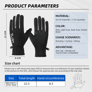 <span class=keywords><strong>Gants</strong></span> de sport pour femmes pour activités de plein air en hiver, légers, imperméables, doublés de polaire, compatibles avec les écrans tactiles, paume antidérapante, poignet en tricot élastique - Product Image 2