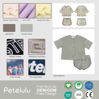 Ensemble de vêtements d'été décontractés unisexe pour bébés en mousseline de coton et lin, à manches courtes boutonnées, collection boutique, vente en gros