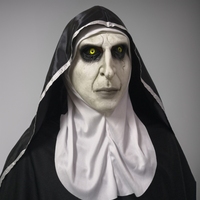Masque intégral de nonne drôle et amusante en latex, peau pâle craquelée, yeux jaunes, texture réaliste et effrayante, doux et confortable pour fête d'Halloween