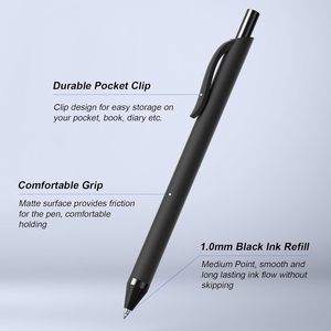 黒インクペン - ルーズペン、0.5mm中字ボールペン、滲まない滑らかな書き味、格納式ボールペン（黒） - Product Image 3