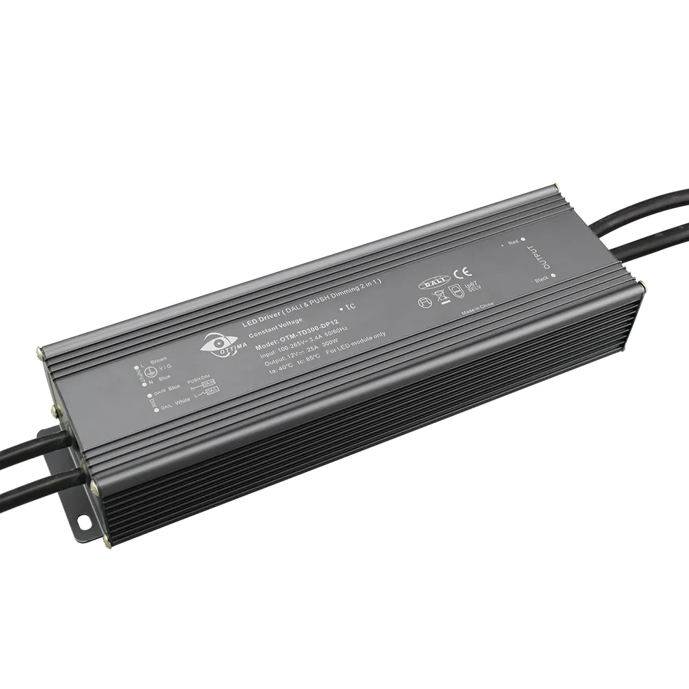 300W 12V/24V impermeable DALI & PUSH 2 en 1 controlador LED regulable con ETL SAA UKCA CE