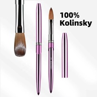Pinceau à ongles professionnel de luxe de haute qualité 100% pur Kolinsky Sable avec manche en métal, kit de manucure ovale ombré personnalisé