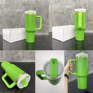 USA RTS 40oz custom verde opaco polvere tumbler specchio oro sotto placcato acqua bottiglia natale festa sottovuoto tazza di caffè per stampa laser - Product Image 2