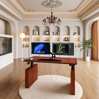 Bureau debout moderne en bois massif à double moteur, avec tiroir électrique réglable en hauteur et finition grain de bois – Vente chaude